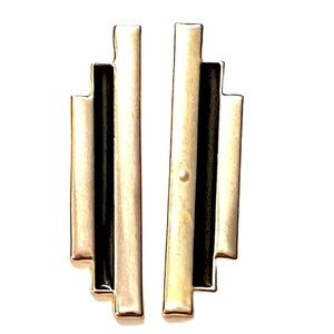JAMI Art Deco Black Gold Modernist Earrings